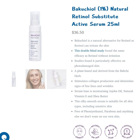 MOOGOO Active Serums - Bakuchiol Natural Retinol Substitute $15🧴 - Picture 2 of 7